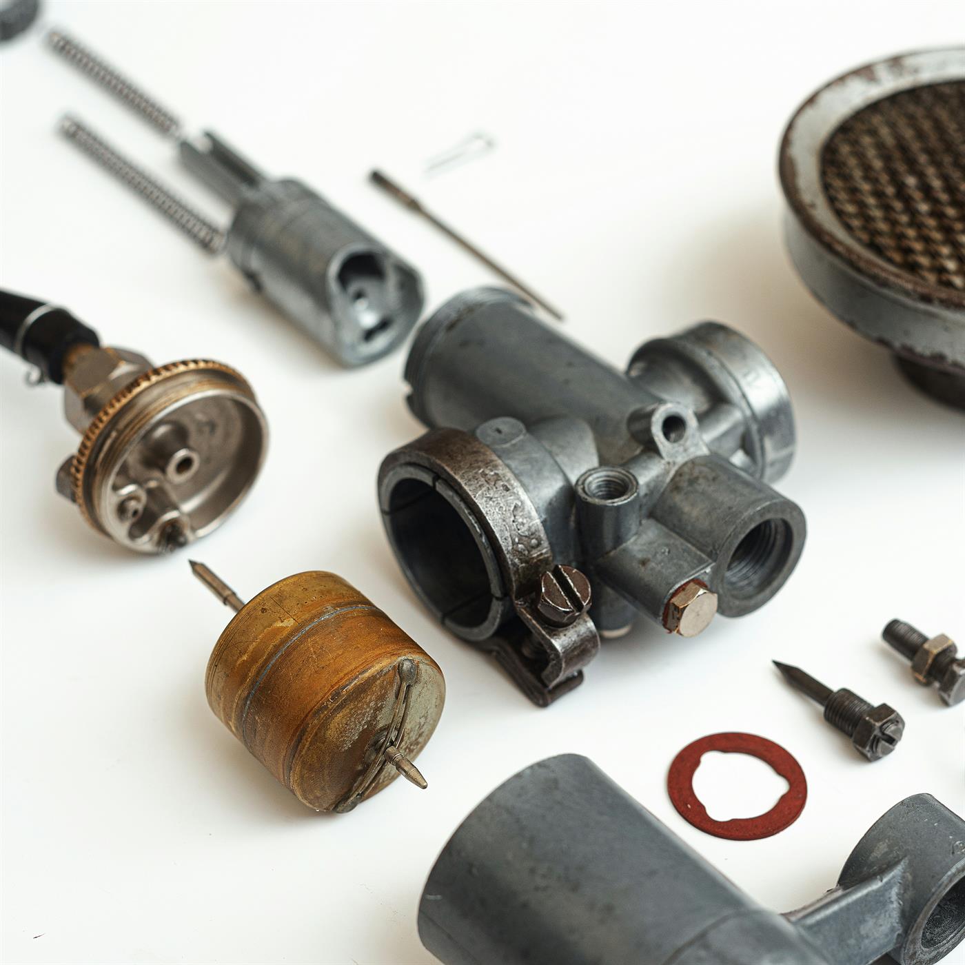 Engine components on the bench